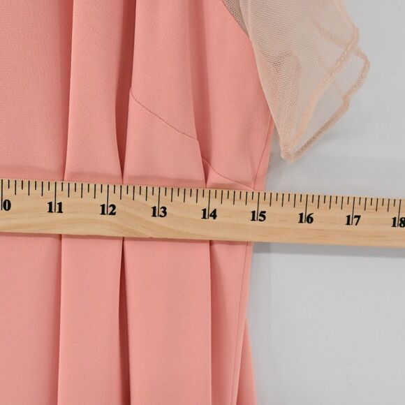 AIDAN MATTOX Dress Womens Size 14 Flutter Sleeve Embellished Beaded Sheath Peach - Picture 14 of 14